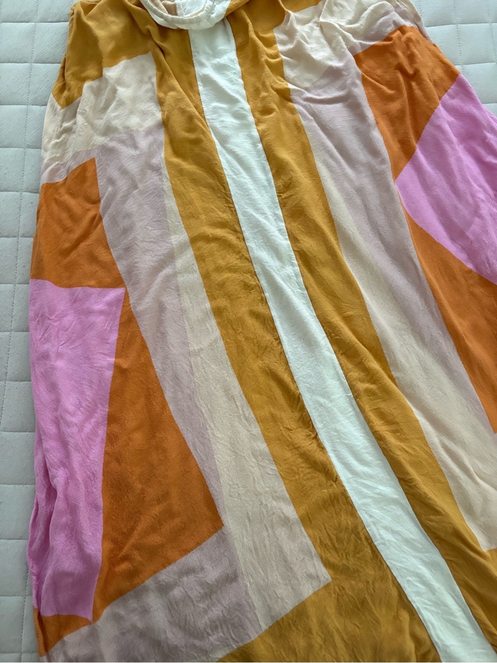 O'Neill Women’s Striped Colorblock Sundress/Cover-up in Cream, Mustard & Pink - Picture 4 of 5